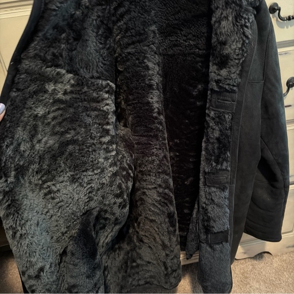 Vintage Nicole Miller New York Dyed Shearling Leather Coat XL - Picture 7 of 8